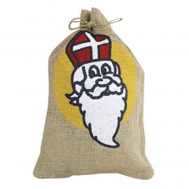 Jute zak met Sinterklaas opdruk 20 x 30 cm